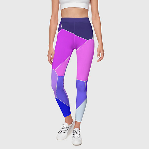 Женские легинсы Сине-розовый крупные фрагменты / 3D-принт – фото 3