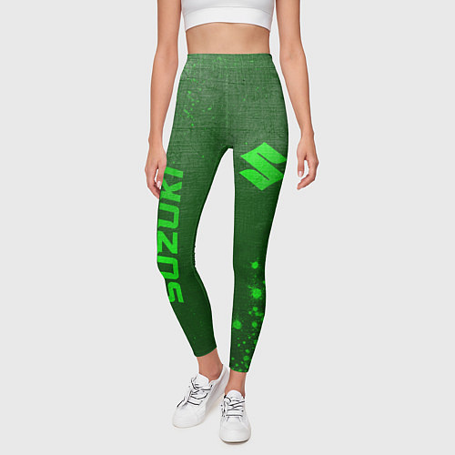 Женские легинсы Suzuki - green gradient вертикально / 3D-принт – фото 3