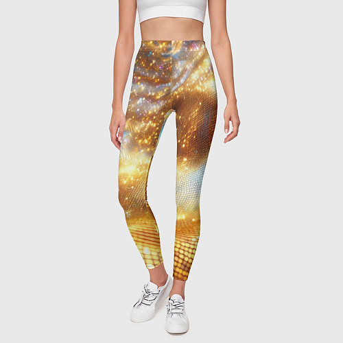Женские легинсы Блестящая золотая текстура / 3D-принт – фото 3