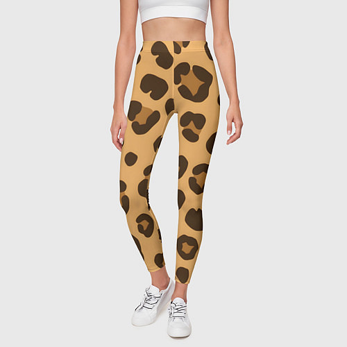 Женские легинсы Коричневые пятна леопарда / 3D-принт – фото 3