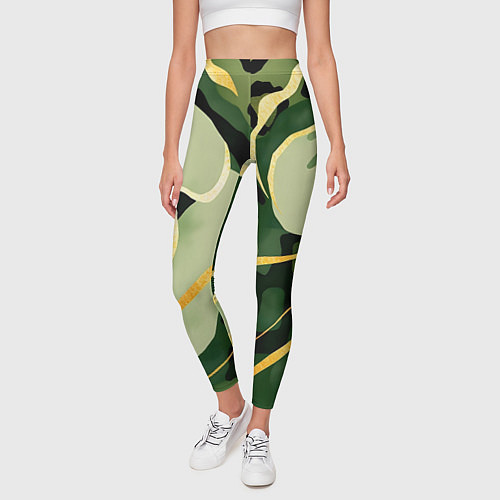 Женские легинсы Зеленый природный паттерн / 3D-принт – фото 3
