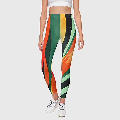 Женские легинсы Тропическая жаркая абстракция / 3D-принт – фото 3