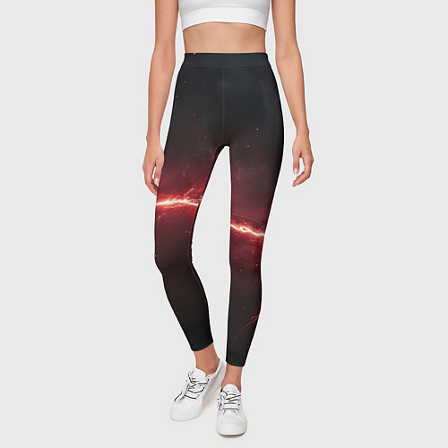 Женские легинсы Красная линия - молния / 3D-принт – фото 3