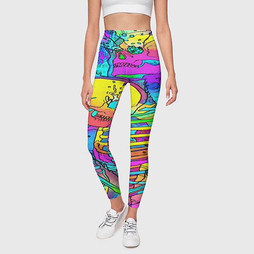 Женские легинсы Черепа неоновые краски / 3D-принт – фото 3