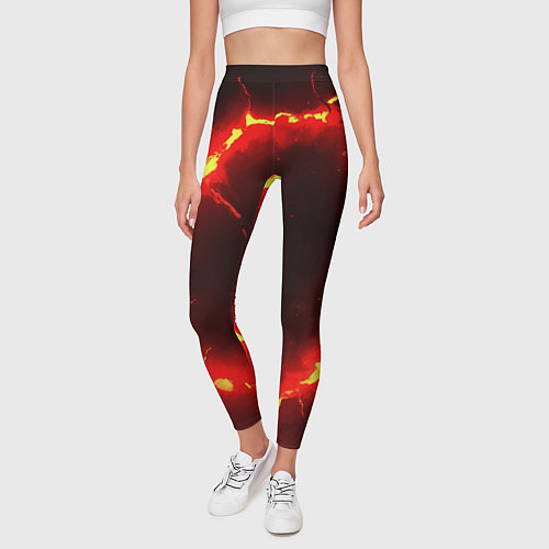 Женские легинсы Красный круг из огня текстура / 3D-принт – фото 3