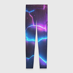 Леггинсы женские Синие и фиолетовые молнии в разломе, цвет: 3D-принт