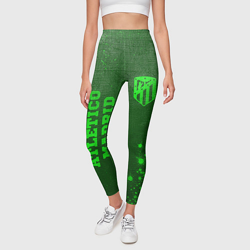 Женские легинсы Atletico Madrid - green gradient вертикально / 3D-принт – фото 3