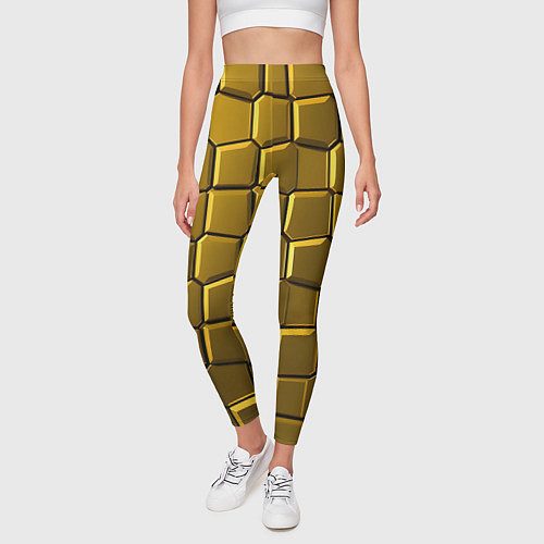 Женские легинсы Золотые слитки / 3D-принт – фото 3