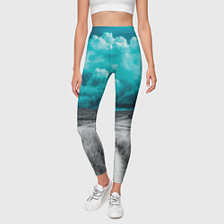 Леггинсы женские Монохромное поле и сине-зеленое небо - природный п, цвет: 3D-принт — фото 2