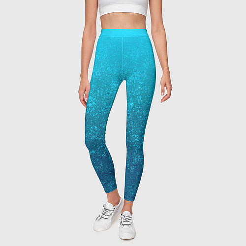 Женские легинсы Лазурный голубой текстурный градиент / 3D-принт – фото 3