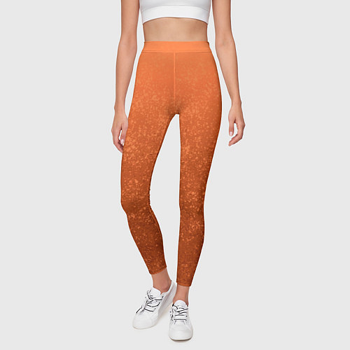 Женские легинсы Кораллово-оранжевый текстурный градиент / 3D-принт – фото 3