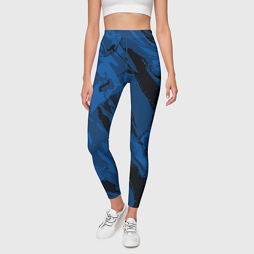 Женские легинсы Тёмный синий абстракция / 3D-принт – фото 3