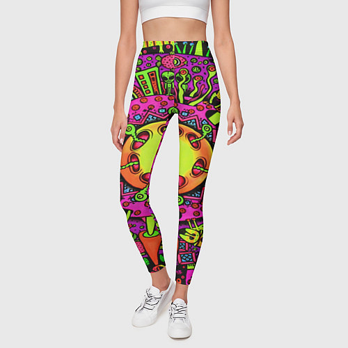 Женские легинсы Кислотные грибы оптические / 3D-принт – фото 3