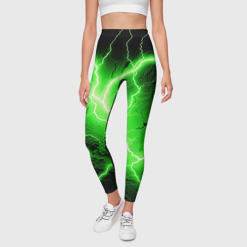 Женские легинсы Color green black / 3D-принт – фото 3
