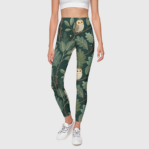 Женские легинсы Совы в лесу / 3D-принт – фото 3