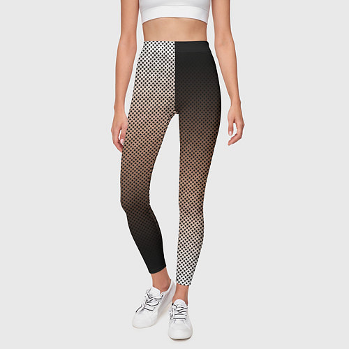 Женские легинсы Чёрно-коричневый текстурный градиент пополам / 3D-принт – фото 3