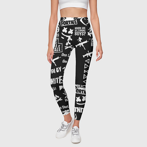 Женские легинсы Черно белые логотипы игр / 3D-принт – фото 3