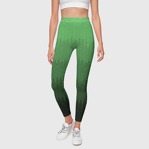 Женские легинсы Зеленый градиент текстурные полосы / 3D-принт – фото 3