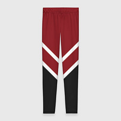 Женские легинсы Красный с чёрным и белые полосы
