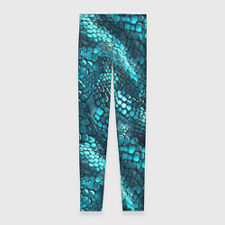 Леггинсы женские Бирюзовая чешуя рептилии - абстрактный паттерн, цвет: 3D-принт