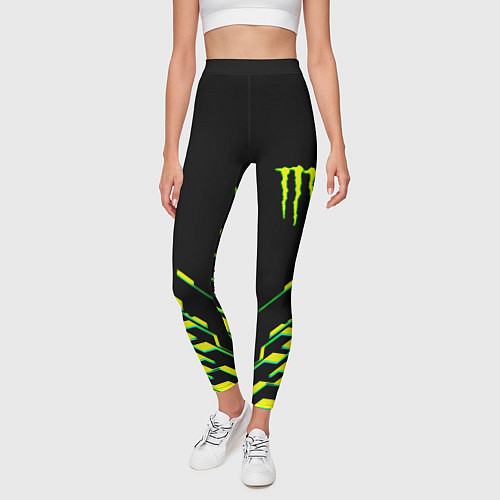 Женские легинсы Monster energy кислотная геометрия / 3D-принт – фото 3