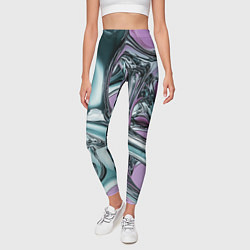 Леггинсы женские Металлическая абстракция на фиолетовом фоне, цвет: 3D-принт — фото 2