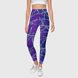 Леггинсы женские Проволока на сине-фиолетовом фоне - абстрактная те, цвет: 3D-принт — фото 2