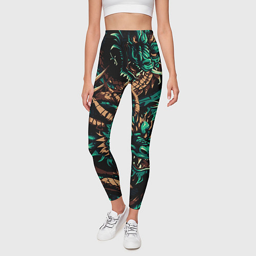 Женские легинсы Японские драконы ирезуми / 3D-принт – фото 3