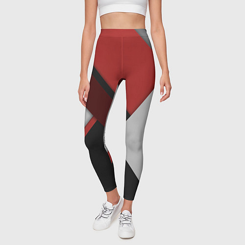 Женские легинсы Color black red grey / 3D-принт – фото 3