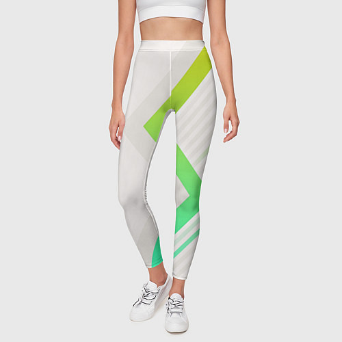 Женские легинсы Color white line green / 3D-принт – фото 3