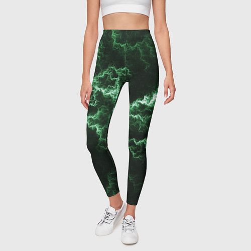 Женские легинсы Lightning green line / 3D-принт – фото 3
