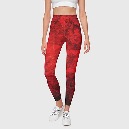 Женские легинсы Абстракция - red shabby wall / 3D-принт – фото 3