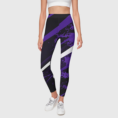 Женские легинсы Color black purple line / 3D-принт – фото 3