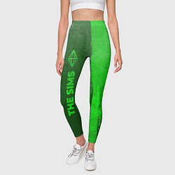 Леггинсы женские The Sims - green gradient по-вертикали, цвет: 3D-принт — фото 2