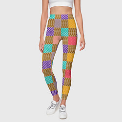 Леггинсы женские Разноцветные квадратные лоскуты пэчворк, цвет: 3D-принт — фото 2