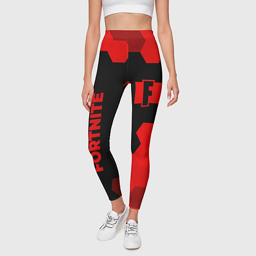 Женские легинсы Fortnite - red gradient вертикально / 3D-принт – фото 3