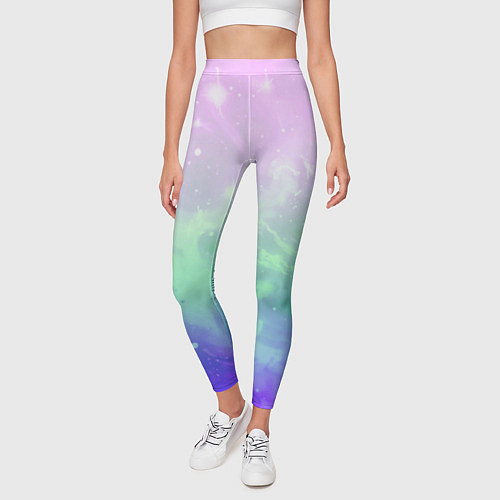 Женские легинсы Космический бледный розово-синий / 3D-принт – фото 3