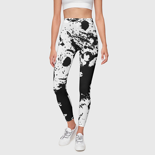 Женские легинсы Чёрный с белой абстракцией / 3D-принт – фото 3