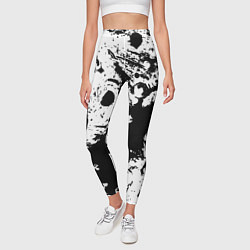 Леггинсы женские Чёрный с белой абстракцией, цвет: 3D-принт — фото 2