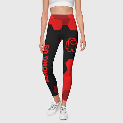 Женские легинсы Among Us - red gradient вертикально / 3D-принт – фото 3