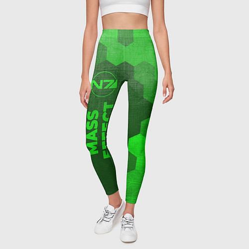Женские легинсы Mass Effect - green gradient по-вертикали / 3D-принт – фото 3