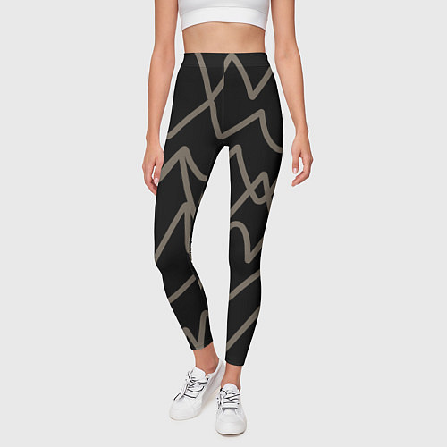 Женские легинсы Кривые рукописные линии чёрно-коричневый / 3D-принт – фото 3