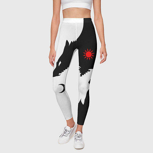 Женские легинсы Инь янь волки / 3D-принт – фото 3