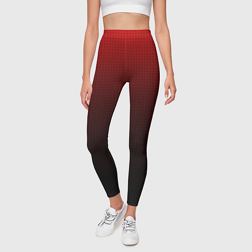 Женские легинсы Из красного в чёрный градиент с точками / 3D-принт – фото 3