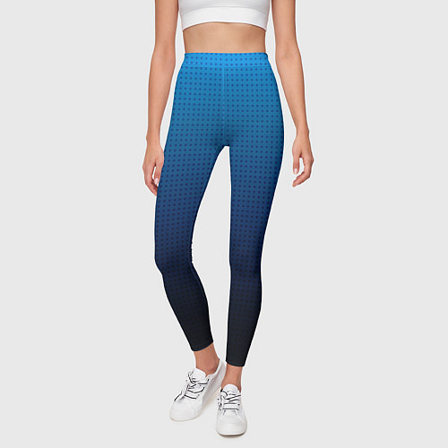 Женские легинсы Из голубого в чёрный градиент с точками / 3D-принт – фото 3