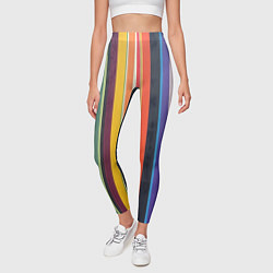 Леггинсы женские Разноцветная полоска, цвет: 3D-принт — фото 2