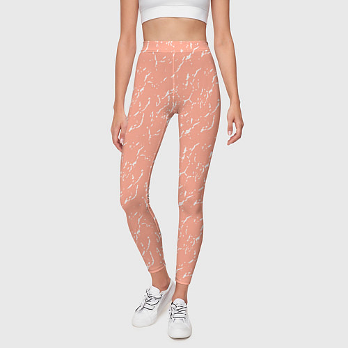 Женские легинсы Нежный персиковый текстурный однотонный / 3D-принт – фото 3