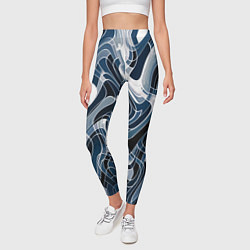 Леггинсы женские Тёмно-синий искажённая абстракция, цвет: 3D-принт — фото 2