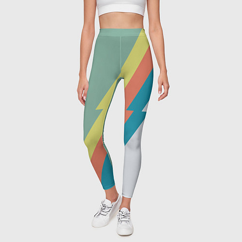 Женские легинсы Рок молния Боуи весенняя палитра / 3D-принт – фото 3