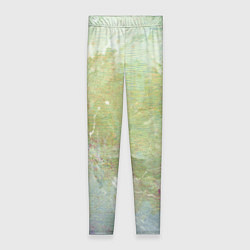 Леггинсы женские Абстракция - white waves on green background, цвет: 3D-принт